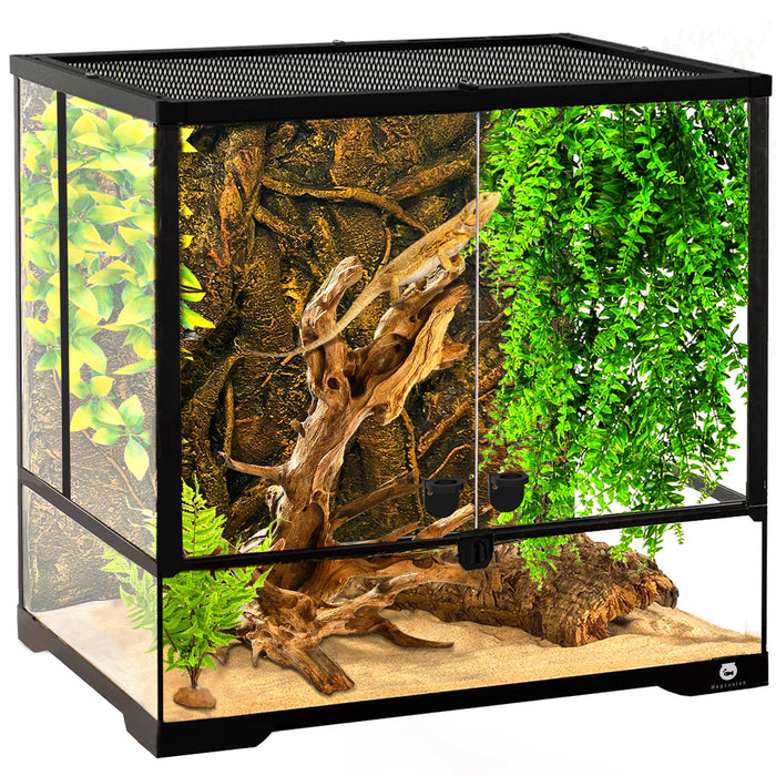 32 Gallon Professional Glass Terrarium 24"x18"x18" Durable Reptile Habitat Tank with Heat Resistant Aluminum Alloy Frame, Dual Front Swinging Doors for no Jam by Sand and Other Debris
