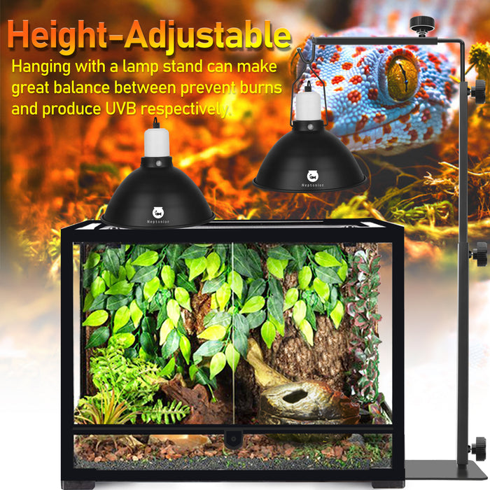 NEPTONION Reptile Reflector Dome Lamp Fixture, Deep Polished aluminum UVB Light Fixture for Reptile Glass Terrariums fit UVB UVA Bulb, Basking Heat Bulb, Ceramic Heat Emitter