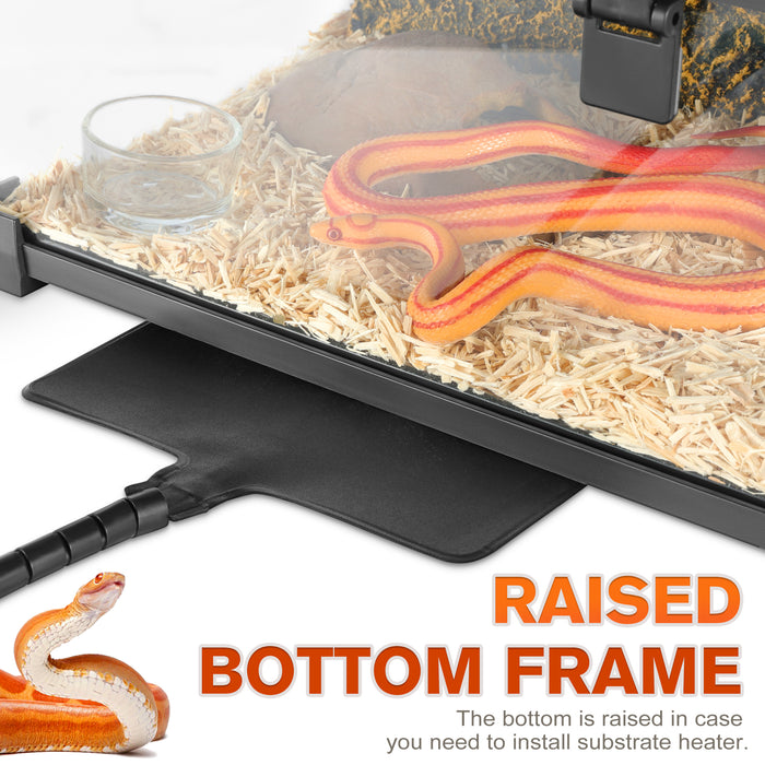 Mini Reptile Glass Terrarium Vivarium 12'' x 8'' x 6'' Full View Tank Small Amphibians Glass Habitat Cage with Feeding Slot & Box Lock Buckle