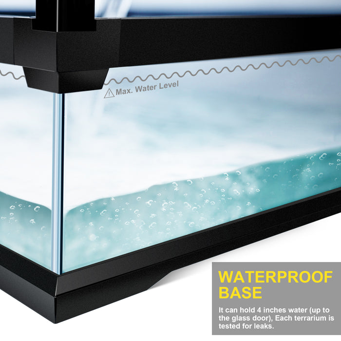 32 Gallon Professional Glass Terrarium 24"x18"x18" Durable Reptile Habitat Tank with Heat Resistant Aluminum Alloy Frame, Dual Front Swinging Doors for no Jam by Sand and Other Debris