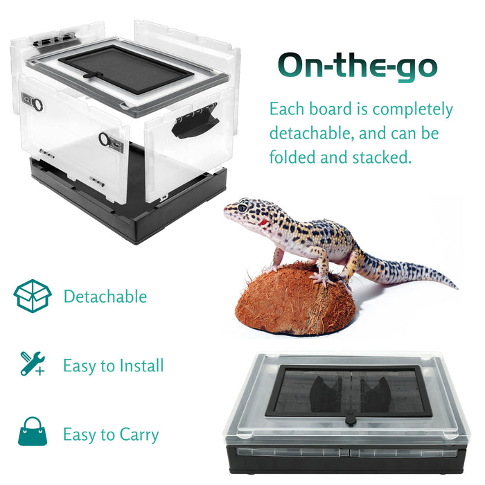 NEPTONION Reptile Terrarium 15.5"x12"x9" Reptile Breeding Enclosure Kits, Comes with Thermometer, Tong, Bowl and Some Decors, Suitable for Gecko,Chameleon, Lizard, Iguana,Snake, Bearded Dragon