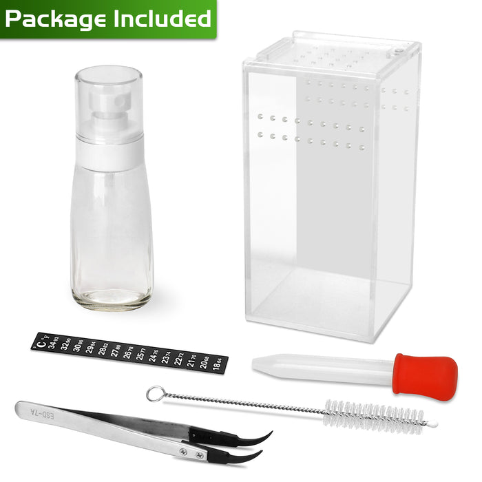 Neptonion Acrylic Breeding Box Transparent Mini Reptile Habitat Terrarium with Sliding Cover Magnetic Closure for Small Animals and Bugs,Including Tarantulas,Crickets,Snails,Hermit crabs,frogs