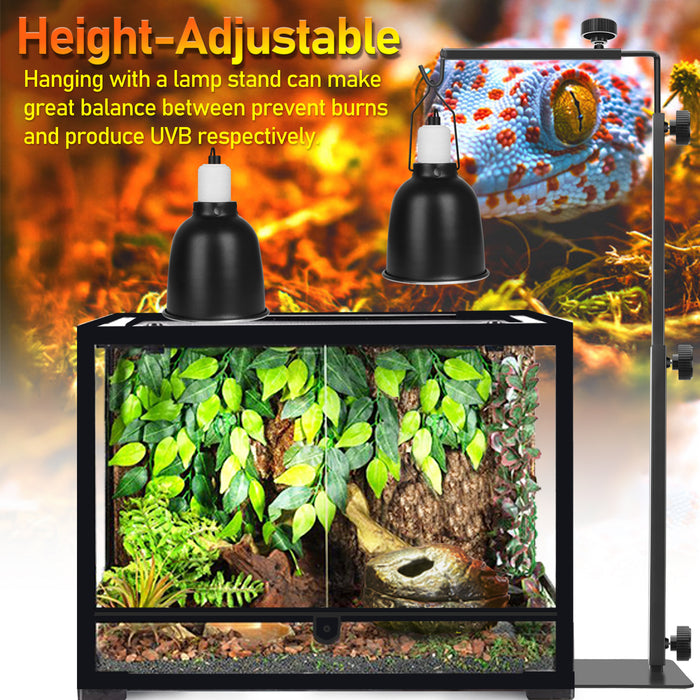 NEPTONION Reptile Reflector Dome Lamp Fixture, Deep Polished aluminum UVB Light Fixture for Reptile Glass Terrariums fit UVB UVA Bulb, Basking Heat Bulb, Ceramic Heat Emitter