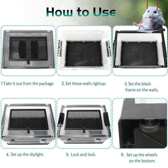 NEPTONION Reptile Terrarium 15.5"x12"x9" Reptile Breeding Enclosure Kits, Comes with Thermometer, Tong, Bowl and Some Decors, Suitable for Gecko,Chameleon, Lizard, Iguana,Snake, Bearded Dragon
