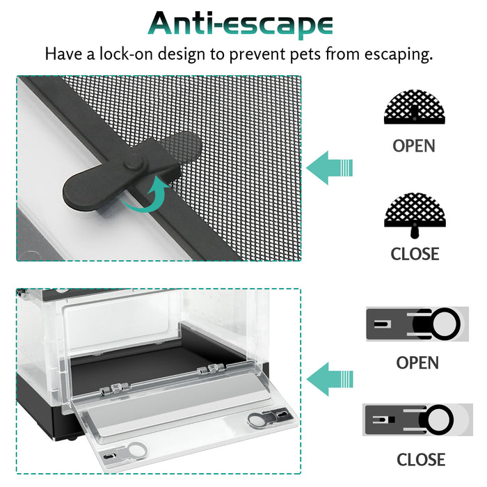 NEPTONION Reptile Terrarium 15.5"x12"x9" Reptile Breeding Enclosure Kits, Comes with Thermometer, Tong, Bowl and Some Decors, Suitable for Gecko,Chameleon, Lizard, Iguana,Snake, Bearded Dragon