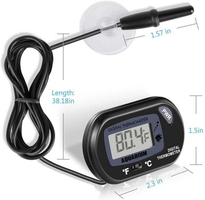 Neptonion Aquarium Thermometer LCD Digital Aquarium Thermometer with Suction Cup Fish Tank Water Terrarium Temperature for Fish and Reptiles Like Lizard and Turtle