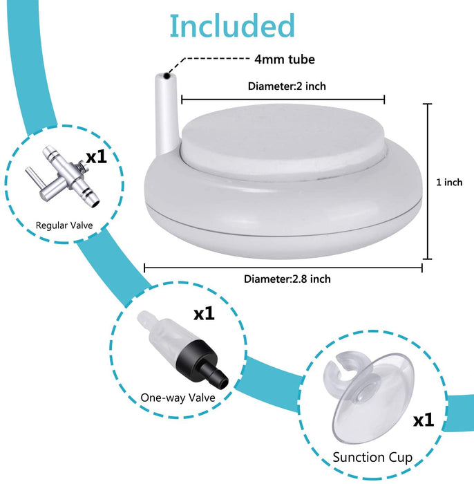 Windbells air Stone Disc Aquarium Fish Tank Bubbler with Control Valve Oxygen Diffuser for Hydroponics (Air Pump and pipe not included)