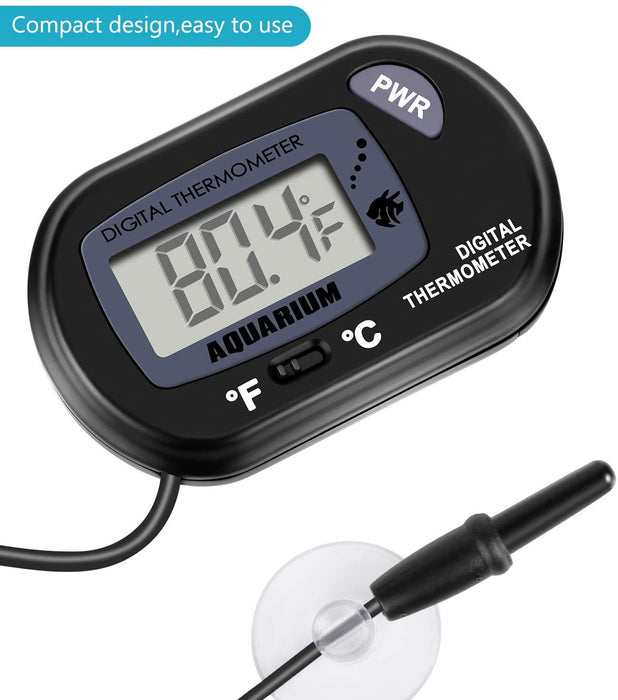 Neptonion Aquarium Thermometer LCD Digital Aquarium Thermometer with Suction Cup Fish Tank Water Terrarium Temperature for Fish and Reptiles Like Lizard and Turtle