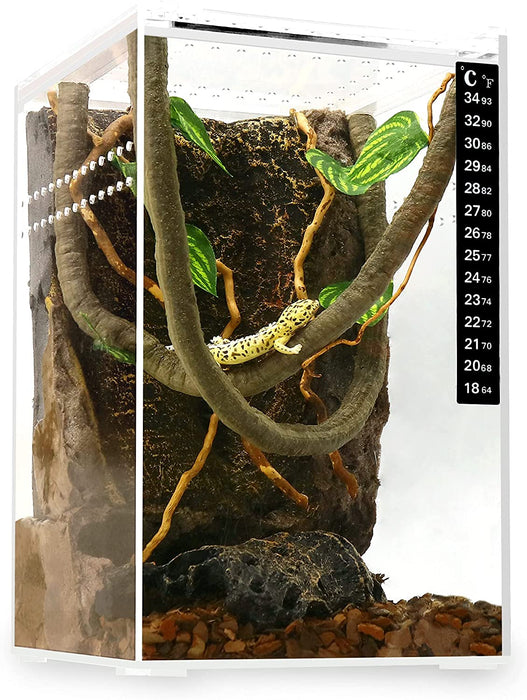 Neptonion Acrylic Breeding Box Transparent Mini Reptile Habitat Terrarium with Sliding Cover Magnetic Closure for Small Animals and Bugs,Including Tarantulas,Crickets,Snails,Hermit crabs,frogs