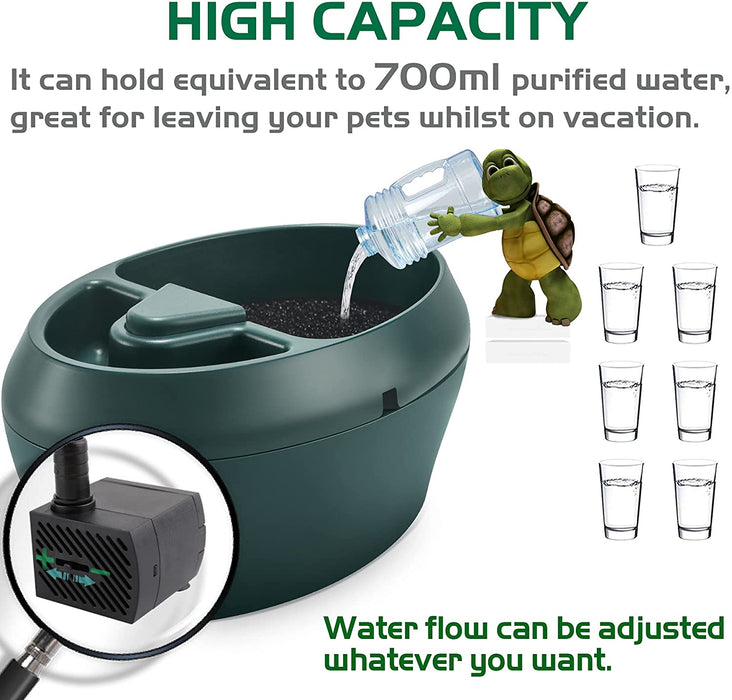 Neptonion Reptile Chameleon Cantina with Snacks Trough, Drinking Fountain Water Dripper for Amphibians Insects Lizard Turtle Snake Spider Frog Gecko, Comes with Two Pumps (One for Replacement)