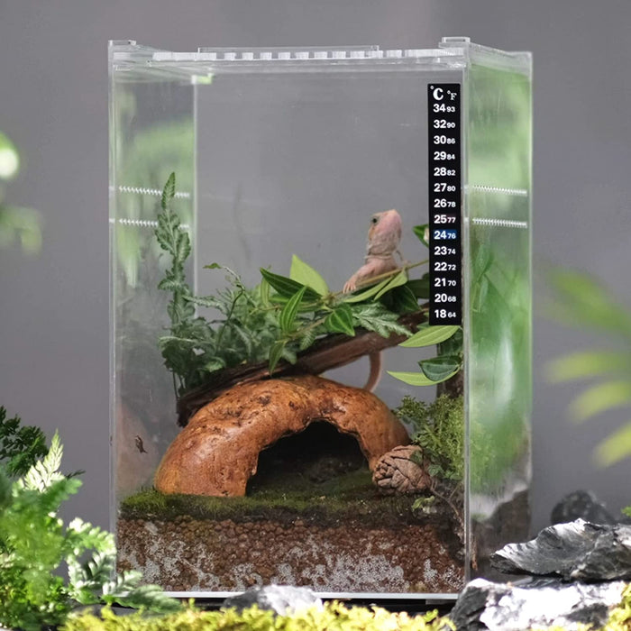 Neptonion Acrylic Breeding Box Transparent Mini Reptile Habitat Terrarium with Sliding Cover Magnetic Closure for Small Animals and Bugs,Including Tarantulas,Crickets,Snails,Hermit crabs,frogs