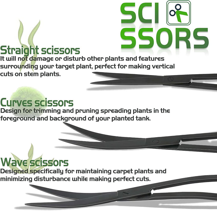 NEPTONION 8 in 1 Aquascaping Tool Kit with Acrylic Storage Rack, Black Steel Aquatic Landscaping Equipment Perfect to Create A Stunning Underwater Scape for Fish Tank