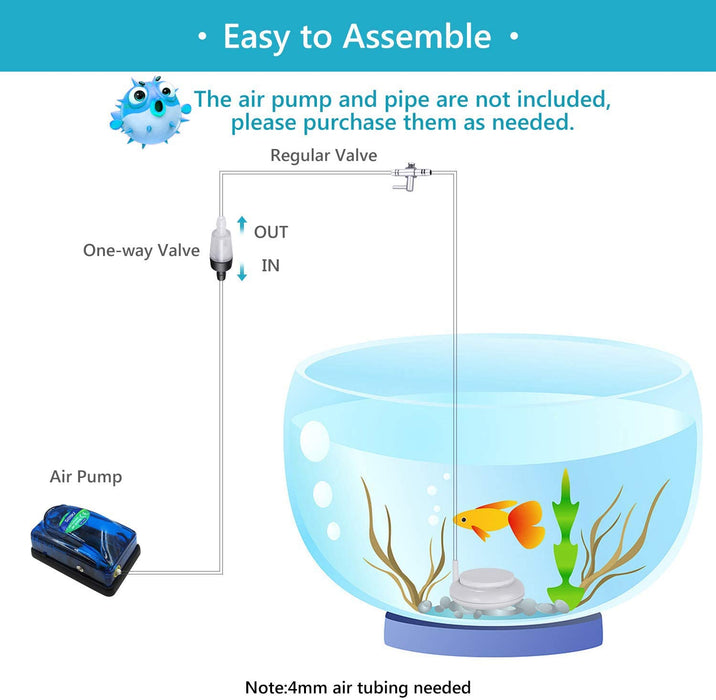 Windbells air Stone Disc Aquarium Fish Tank Bubbler with Control Valve Oxygen Diffuser for Hydroponics (Air Pump and pipe not included)