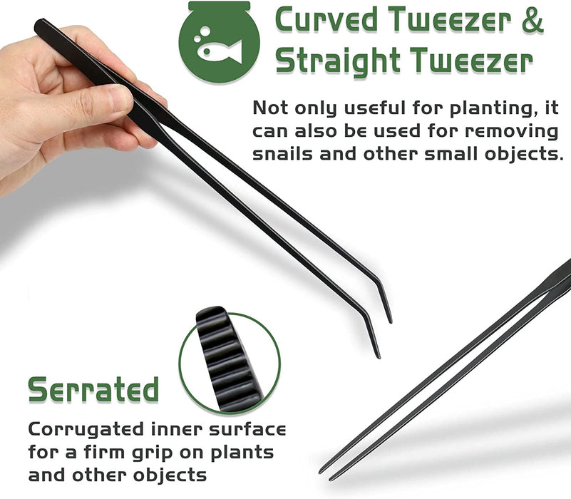 NEPTONION 8 in 1 Aquascaping Tool Kit with Acrylic Storage Rack, Black Steel Aquatic Landscaping Equipment Perfect to Create A Stunning Underwater Scape for Fish Tank