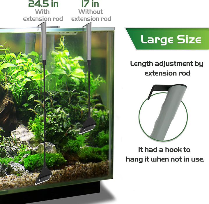 NEPTONION 24.5’’ Professional Algae Scraper, Aquarium Blade Cleaner with 10 Pcs Replaceable Blades Stubborn Algae, Suitable for Water Tank Size Above 30 Gallons