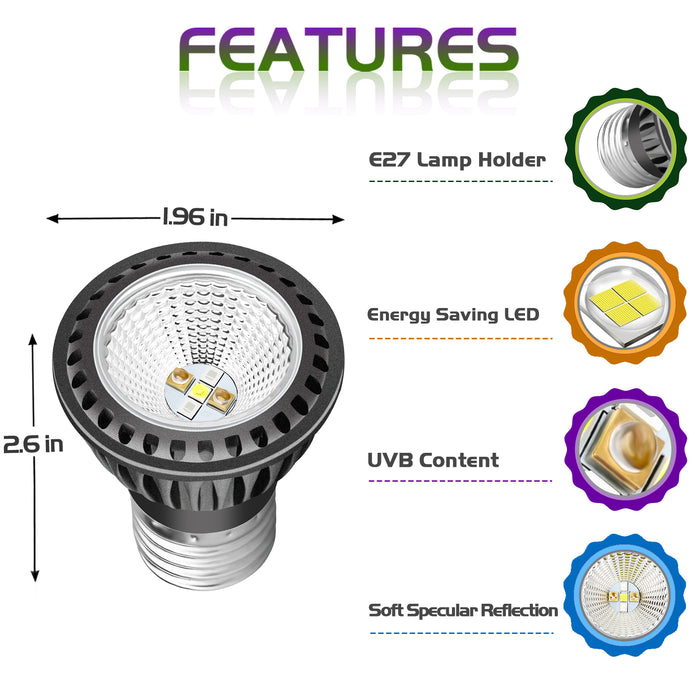 NEPTONION UVB Reptiles Bulb, LED 5W UV Light Bulb, UVB Compact Fluorescent Lamp, Suitable for Reptiles (E27,110V)