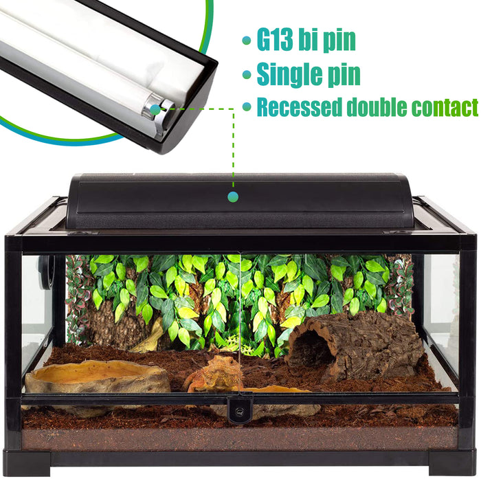 NEPTONION T8 Terrarium Fluorescent Lamp Tube 18" Full Spectrum UVB Bulb, Dual-Threat UVA/UVB  Reptile Light for Reptiles and Amphibian, 15 Watt, 110V