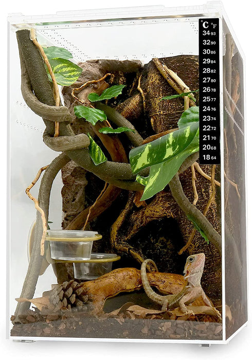 Neptonion Acrylic Breeding Box Transparent Mini Reptile Habitat Terrarium with Sliding Cover Magnetic Closure for Small Animals and Bugs,Including Tarantulas,Crickets,Snails,Hermit crabs,frogs