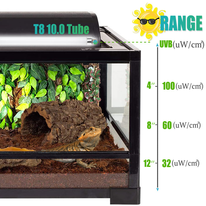 NEPTONION T8 Terrarium Fluorescent Lamp Tube 18" Full Spectrum UVB Bulb, Dual-Threat UVA/UVB  Reptile Light for Reptiles and Amphibian, 15 Watt, 110V