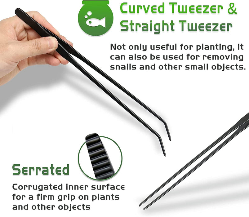 6 in 1 Aquascaping Tool Kit with PH Tester, Black Steel Aquatic Landscaping Equipment Perfect to Create A Stunning Underwater Scape for Fish Tank