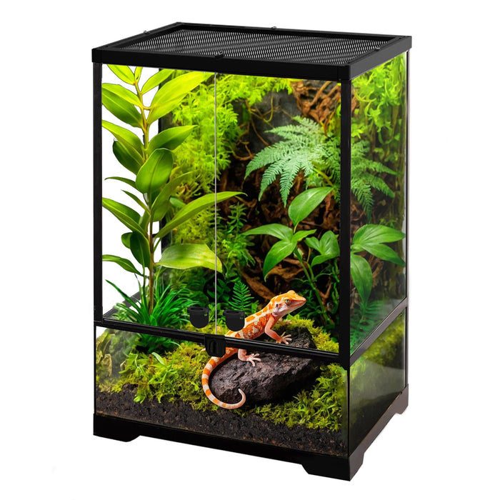 32 Gallon Professional Glass Terrarium 18"x18"x24" Durable Reptile Habitat Tank with Heat Resistant Aluminum Alloy Frame, Dual Front Swinging Doors for no Jam by Sand and Other Debris