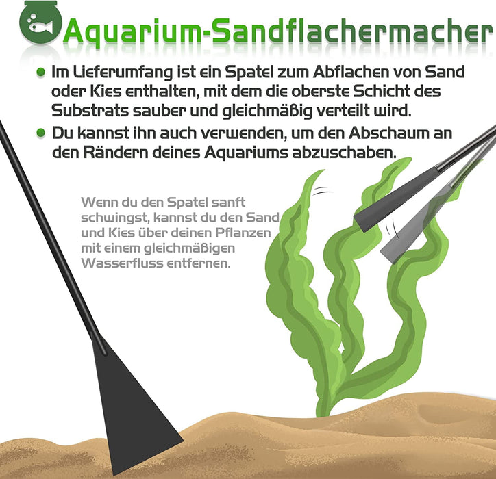 6 in 1 Aquascaping Tool Kit with PH Tester, Black Steel Aquatic Landscaping Equipment Perfect to Create A Stunning Underwater Scape for Fish Tank