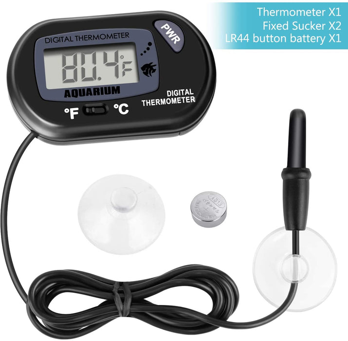 Aquarium Thermometer LCD Digital Waterproof Thermometer with Suction Cup  Fish Tank Water Temperature for Fish Like Betta 