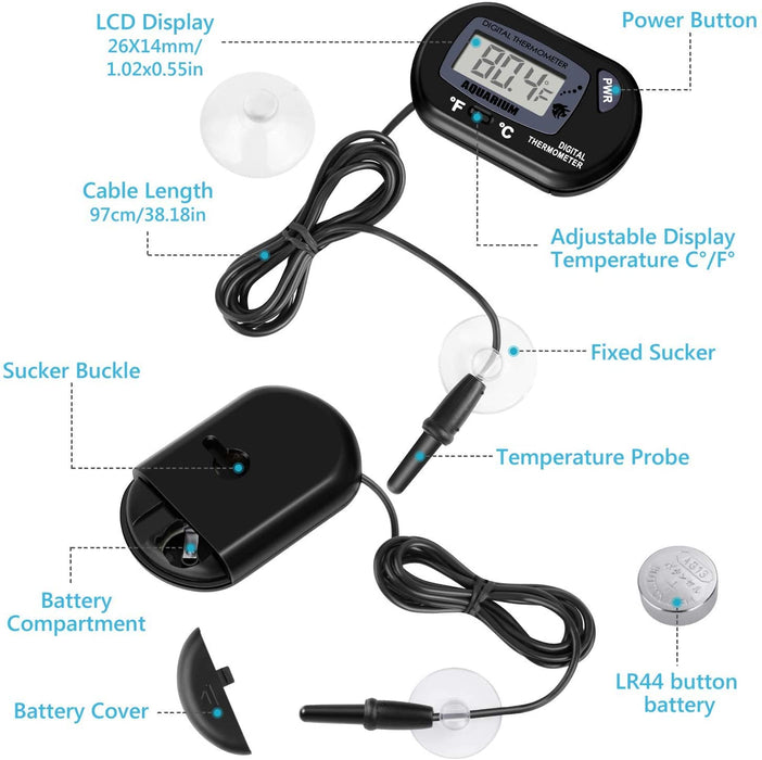Aquarium Digital LCD Thermometer w/ suction cup
